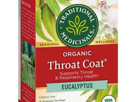 Traditional Medicinals - Organic Throat Coat Eucalyptus Tea 16 BG - (Pack of 6) Discount