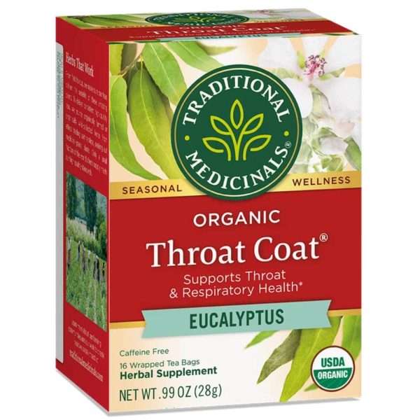 Traditional Medicinals - Organic Throat Coat Eucalyptus Tea 16 BG - (Pack of 6) Discount