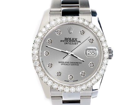 Rolex Datejust   Diamond Bezel Silver Diamond Dial Steel Watch TFJ-142507928 For Sale