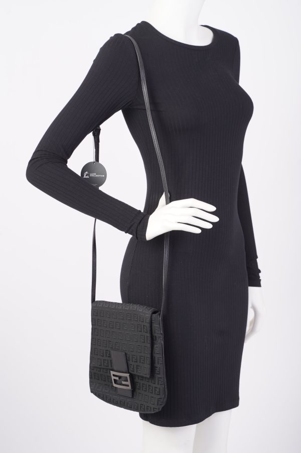 Fendi Zucchino Crossbody Black Canvas Online Hot Sale