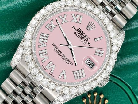 Rolex Datejust  36mm 4.2CT Diamond Bezel Lugs Orchid Pink Dial Steel Watch TFJ-142508680 Supply