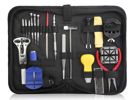 21 PCS Watch Repair Tool Kit Hand Link Remover Watch Band Holder Case Opener w  Free Carrying Case For Sale