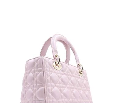 Medium Lady Dior with Gold Hardware Pale Pink on Sale