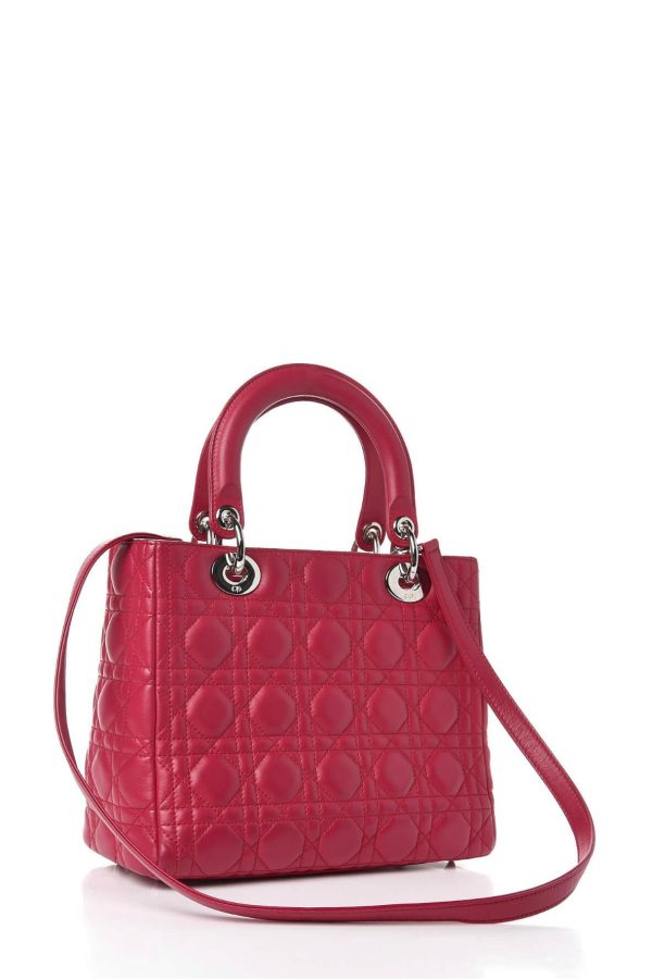 Medium Lady Dior Berry Red For Sale