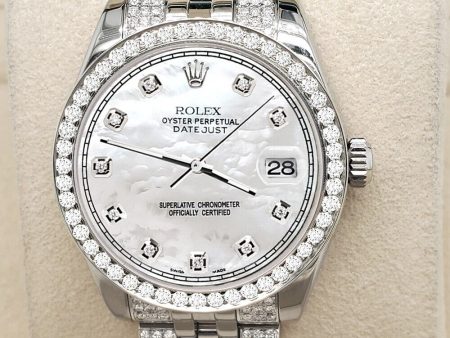 Rolex Datejust Midsize 31mm 3.3ct Diamond Bezel Bracelet White MOP Dial Watch TFJ-142508208 For Cheap