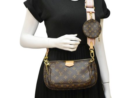 LOUIS VUITTON Multi Pochette Accessoires Monogram Canvas Crossbody Bag Pink Online