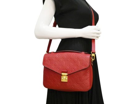 LOUIS VUITTON Metis Pochette Empreinte Leather Crossbody Bag Red on Sale