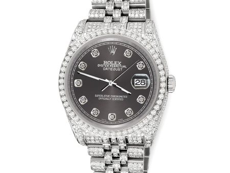 Rolex Datejust 36mm 10.2ct Diamond Rhodium Gray Jubilee Watch  TFJ-142508398 Supply