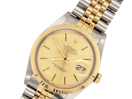 Rolex Datejust 36mm Factory Champagne Dial Yellow Gold Steel Watch  TFJ-142508300 For Sale