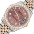 Rolex Datejust 36mm 10.75ct Pave Diamond Salmon Rose Gold Steel Watch TFJ-142508319 For Sale