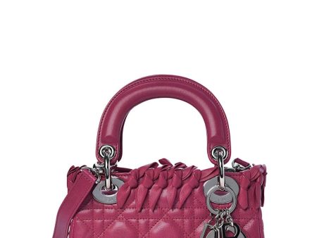 Small Lady Dior with Ribbon Trimmed Fuchsia Hot on Sale