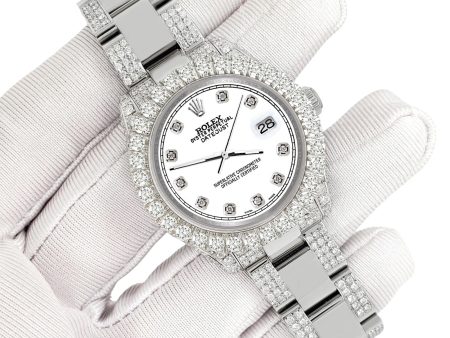 Rolex Datejust 31mm Pave 7.2ct Iced Diamond White Track Watch  TFJ-142508477 For Sale