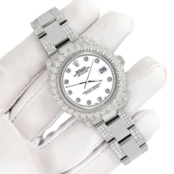 Rolex Datejust 31mm Pave 7.2ct Iced Diamond White Track Watch  TFJ-142508477 For Sale