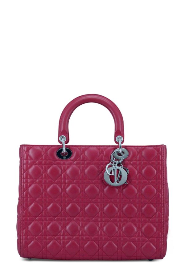 Large Lady Dior Dark Pink Online Sale