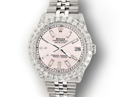 Rolex Datejust Diamond Bezel Lugs Orchid Pink Baguette Dial Watch TFJ-142507932 Sale