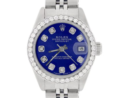 Rolex Datejust Ladies 26mm Diamond Bezel Royal Blue Dial Jubilee Steel Watch TFJ-142508053 For Cheap