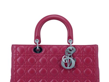 Large Lady Dior Dark Pink Online Sale