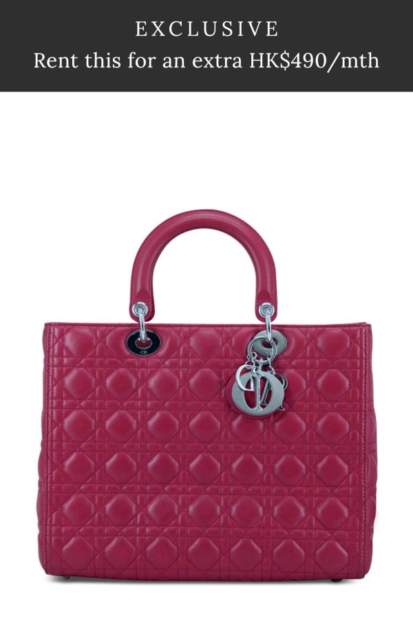 Large Lady Dior Dark Pink Online Sale