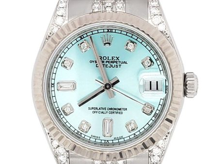 Rolex Datejust   Diamonds Watch With Turquoise Baguette Dial   TFJ-142508236 Cheap