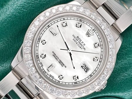 Rolex Datejust Midsize 31mm 1.52ct Bezel White MOP Baguette Diamond Dial Watch TFJ-142507890 on Sale