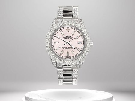 Rolex Datejust 31mm Pave 7.2ct Ice Pink Diamond Baguette Dial Watch 178240 TFJ-142507924 Sale