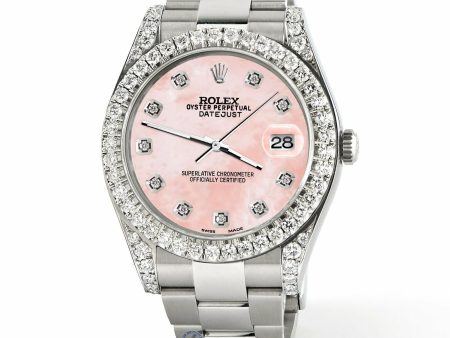 Rolex Datejust 41, Ref 126300, 4.4CT Diamond Bezel Lugs Royal Pink MOP Watch TFJ-142508777 Hot on Sale