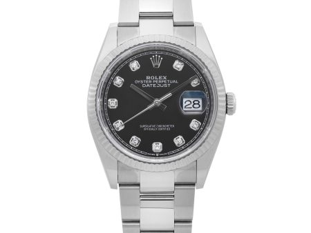 Rolex Datejust 36mm Steel 18K White Gold Black Diamond Dial Oyster Watch  TFJ-142508294 Cheap