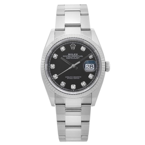 Rolex Datejust 36mm Steel 18K White Gold Black Diamond Dial Oyster Watch  TFJ-142508294 Cheap