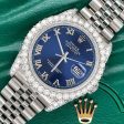 Rolex Datejust  36mm 3.9CT Diamond Bezel Lugs Blue Roman Dial Steel Watch TFJ-142507979 on Sale