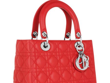 Medium Lady Dior Bright Red Online Sale