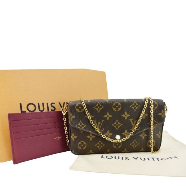 LOUIS VUITTON Felicie Pochette Monogram Canvas Crossbody Bag Brown Discount