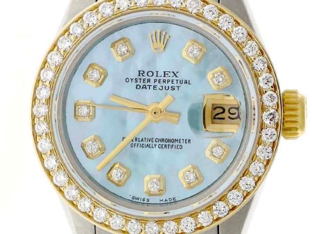 Rolex Datejust 2-Tone 26mm 0.85CT Diamond Bezel Sky Blue MOP Dial Oyster Watch TFJ-142508101 Online