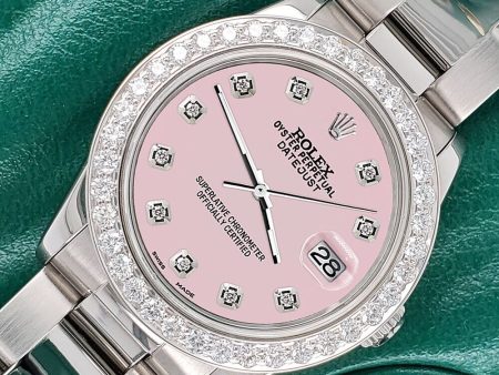 Rolex Datejust Midsize 31mm 1.52ct Bezel Orchid Pink Diamond Dial Oyster Watch TFJ-142507883 Sale