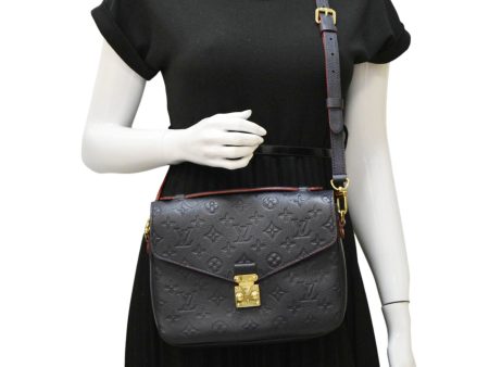 LOUIS VUITTON Metis Pochette Empreinte Leather Crossbody Bag Navy Blue For Sale