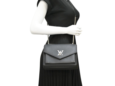 LOUIS VUITTON Mylockme Leather Chain Crossbody Bag Black Online Sale