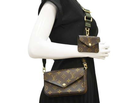 LOUIS VUITTON Felicie Strap & Go Monogram Canvas Crossbody Bag Brown Cheap