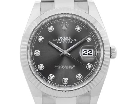 Rolex Datejust 41 Steel 18K White Gold Rhodium Diamond Dial Mens Watch  TFJ-142508285 Cheap