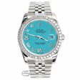 Rolex Datejust 116200 36mm Custom Diamond Bezel Turquoise Roman Dial Steel Watch TFJ-142508722 Online