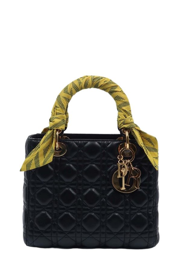 Medium Lady Dior with Gold Hardware Black Online now