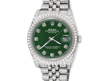 Rolex Datejust 36mm 10.2ct Diamond Forest Green Jubilee Watch  TFJ-142508380 For Sale