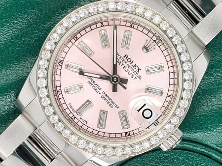 Rolex Datejust  Diamond Bezel Ice Pink Baguette Dial   Watch TFJ-142507935 Online Sale