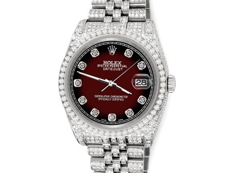 Rolex Datejust 36mm 10.2ct Diamond Maroon Vignette Jubilee Watch  TFJ-142508370 Fashion