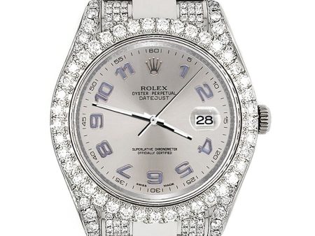 Rolex Datejust II 41mm 8.3ct Diamond Bezel Lugs Bracelet Silver Watch  TFJ-142508010 Online Sale