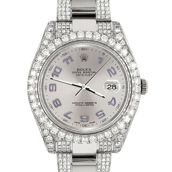 Rolex Datejust II 41mm 8.3ct Diamond Bezel Lugs Bracelet Silver Watch  TFJ-142508010 Online Sale