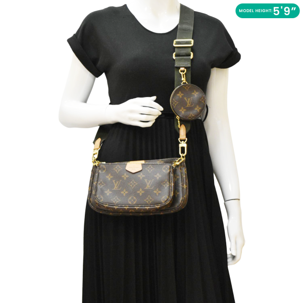 LOUIS VUITTON Multi Pochette Accessoires Monogram Canvas Crossbody Bag Olive Hot on Sale