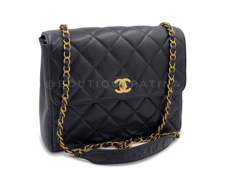 Chanel 1996 Vintage Black Caviar Square Crossbody Flap Bag 24k GHW Hot on Sale