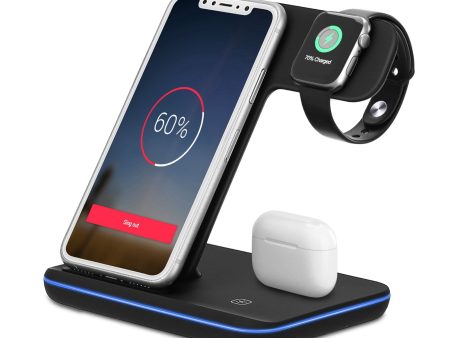 3-in-1 Wireless Charger Stand: Fast Charging Station for iWatch, AirPods, iPhone - 15W Sale