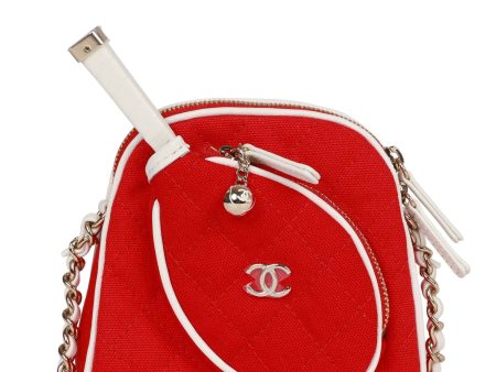 Chanel  Monte-Carlo  Mini Crossbody Tennis Bag Red Canvas Light Gold Hardware Online now