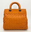 Christian Dior Woven Leather Orange Lady Dior Avenue Tote Cheap