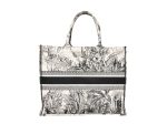 White & Black Christian Dior Large Toile de Jouy Book Tote Online Sale